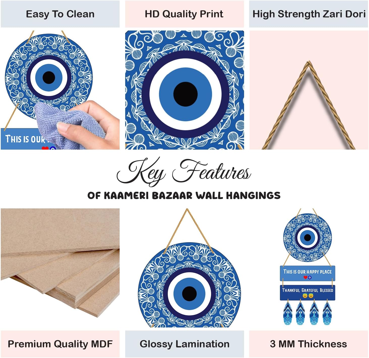 Kaameri Bazaar 28 Cm Engineered Wood Evil Eye Wall Art