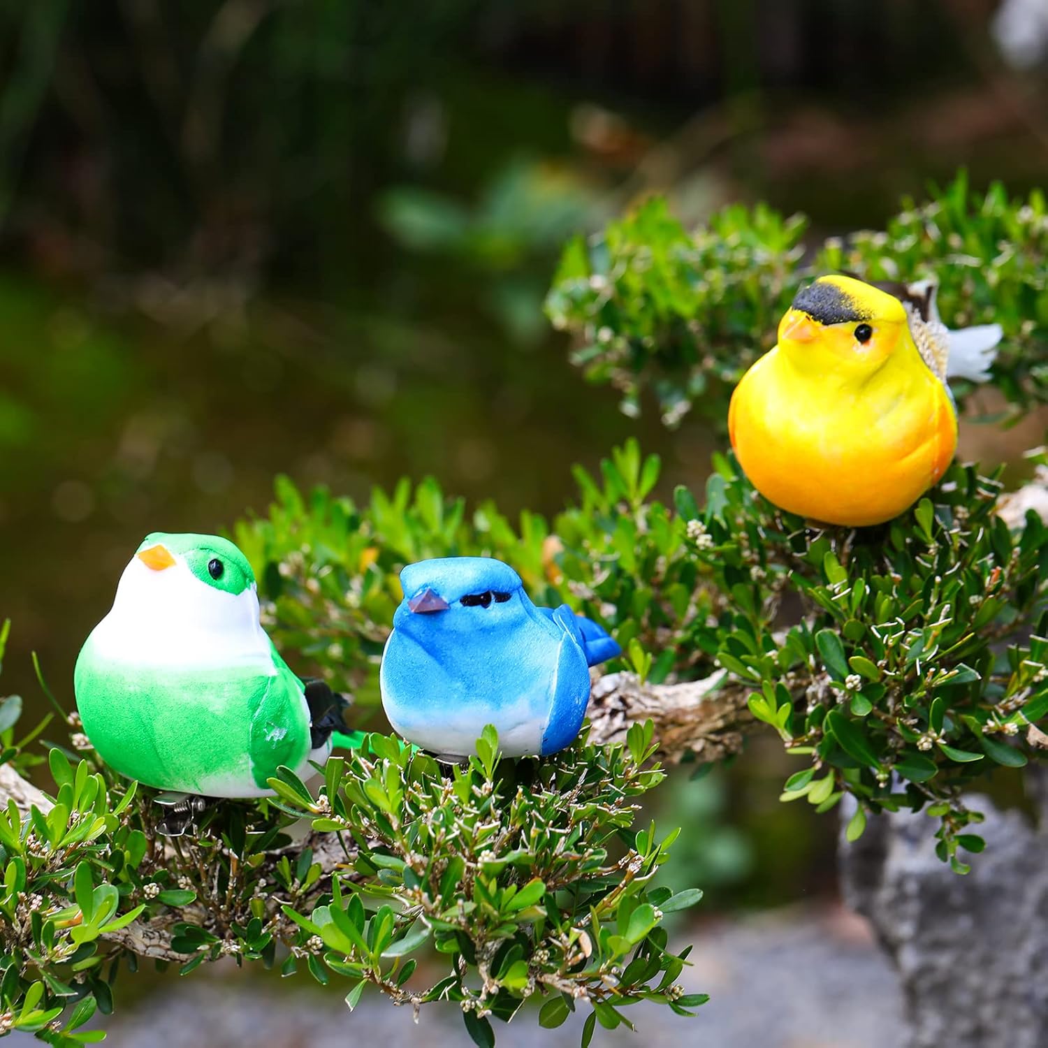 Threan 5 Pack Artificial Birds Decor for Christmas Halloween