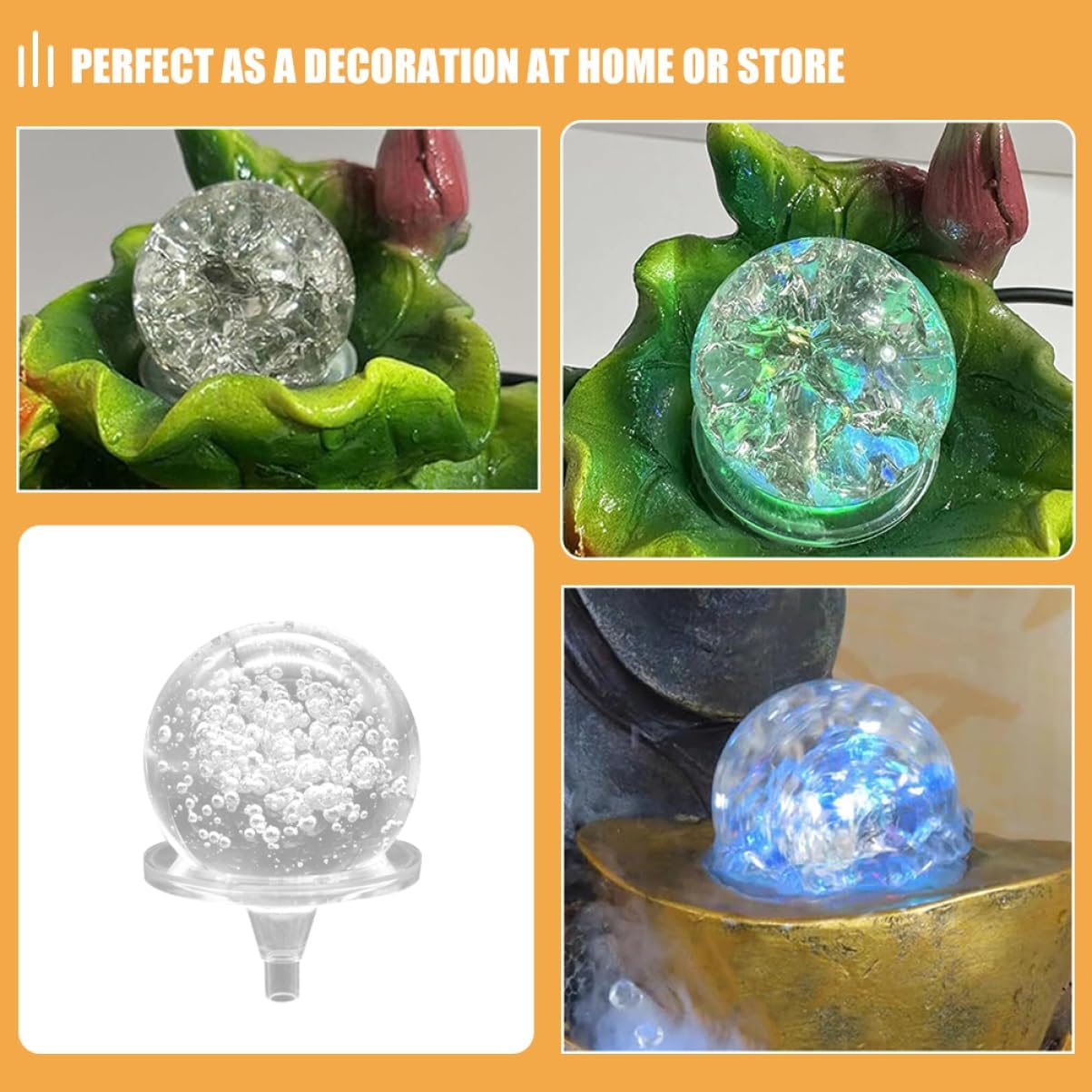 Healifty Crystal Ball Fountain Decoration with Stand