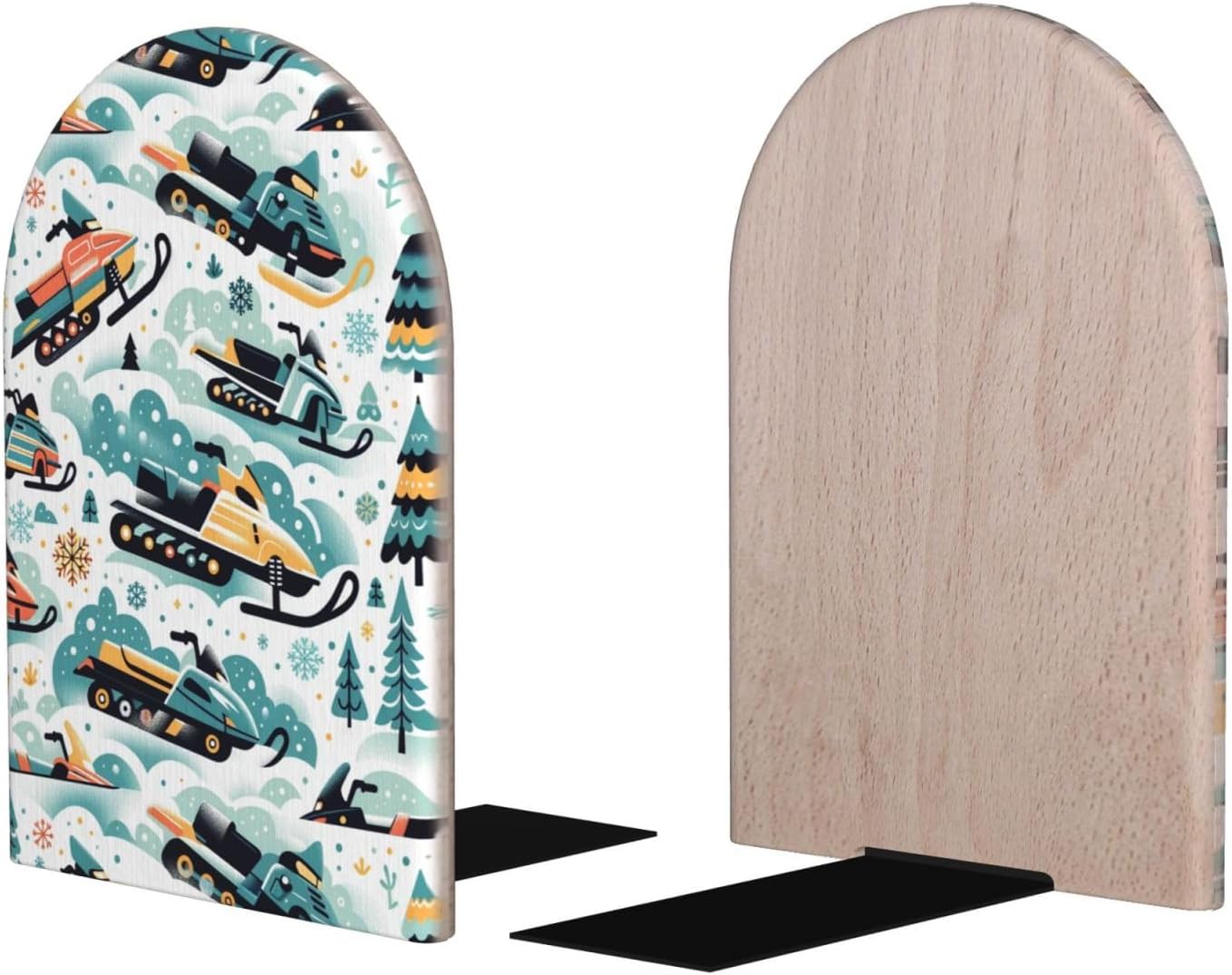 Large Decorative Bookends with Snowmobiles Design