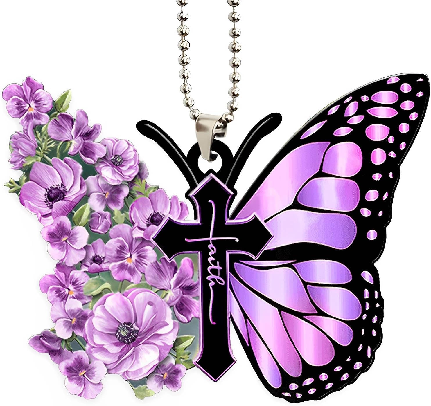 Butterfly Car Hanging Ornament Purple
