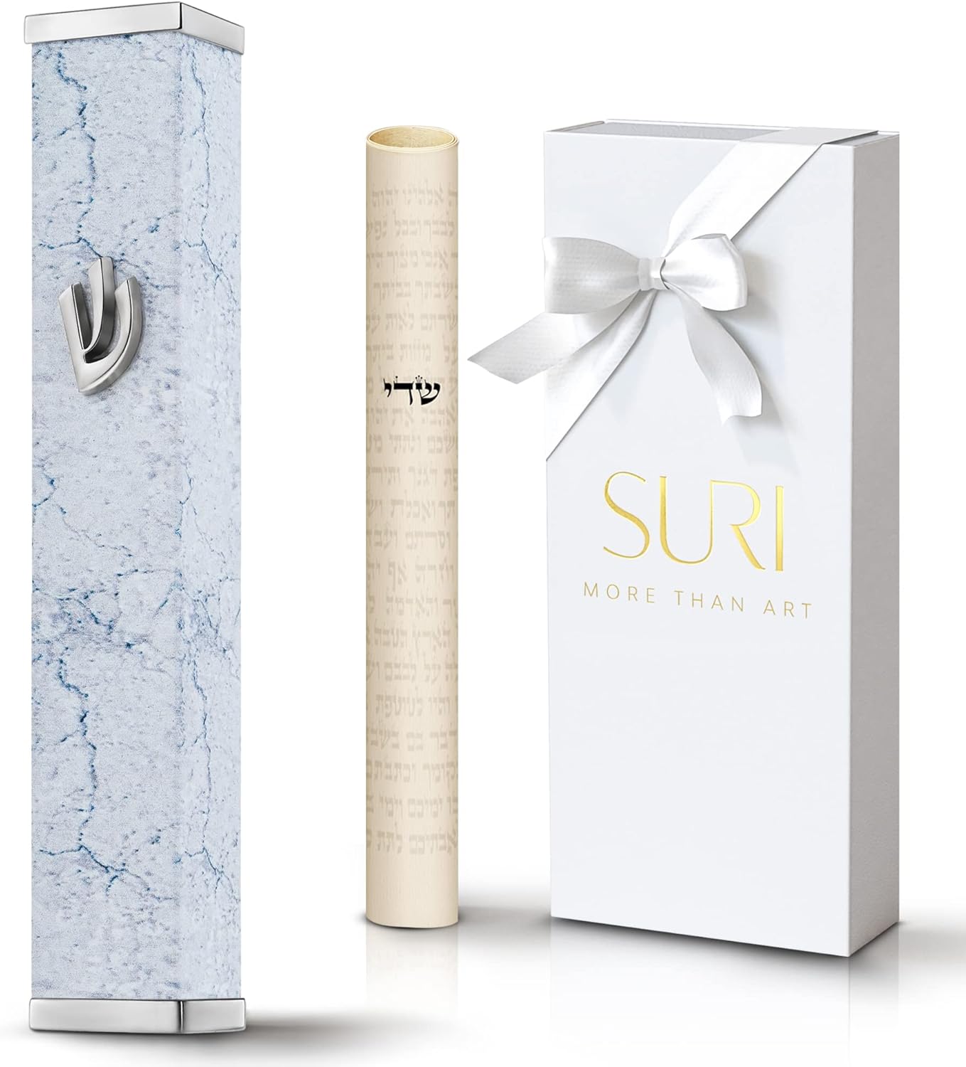 Suri Modern Mezuzah with Non Kosher Scroll and Adhesive Case