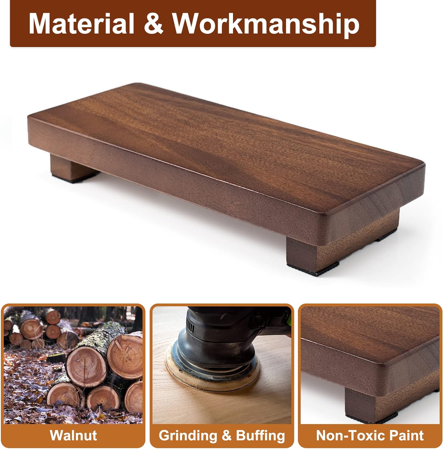 Walnut Wood Pedestal Stand for Farmhouse Decor