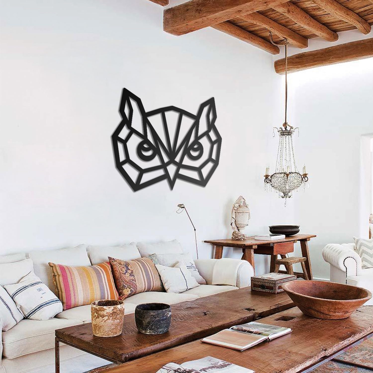 BONPERLA Geometric Owl Wall Art - Modern Minimalist Decor