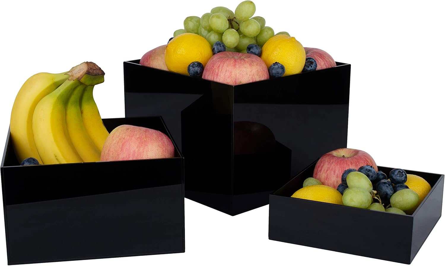 Red Co Set of 3 Glossy Black Acrylic Cube Display Risers