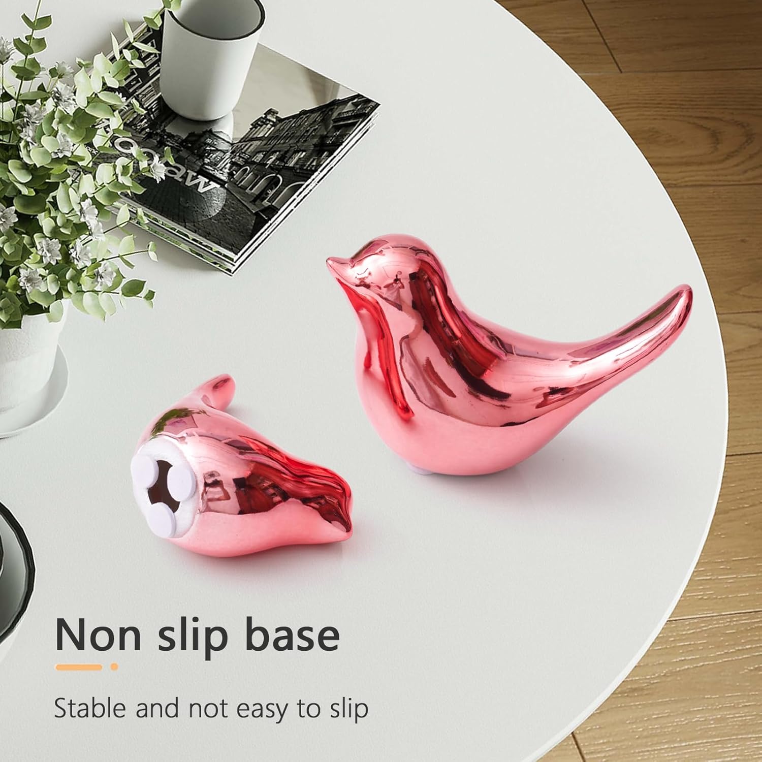 Notakia 2Pcs Small Pink Birds Statues Home Decor