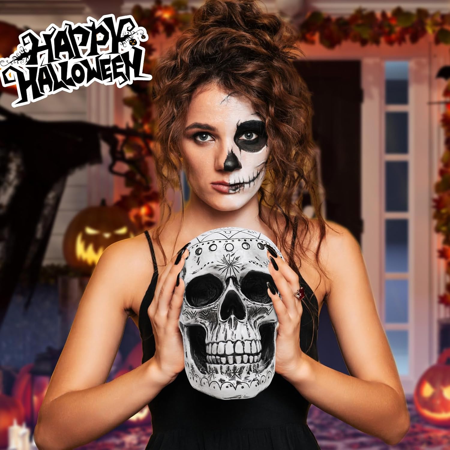 WONDER GARDEN Halloween Skull Decor Head