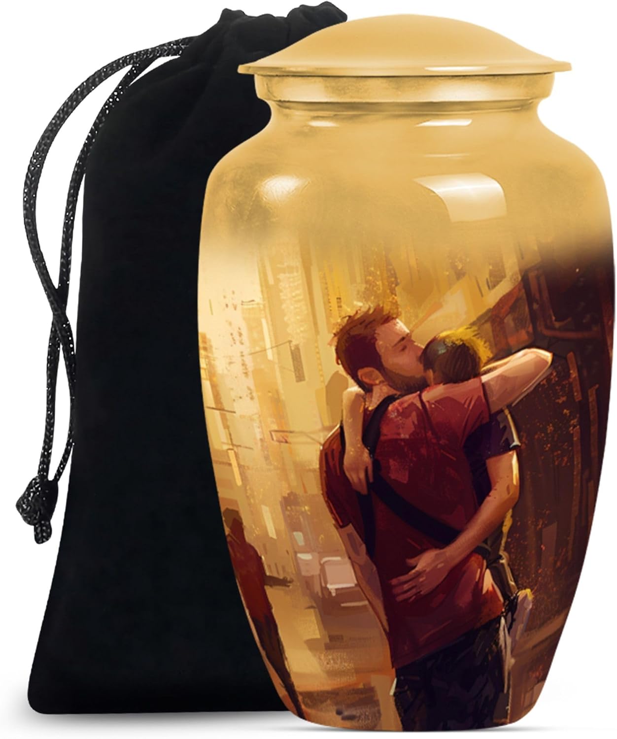 YATHABHISA Dad Urn - Large Velvet Bag Cremation Urn for Human Ashes