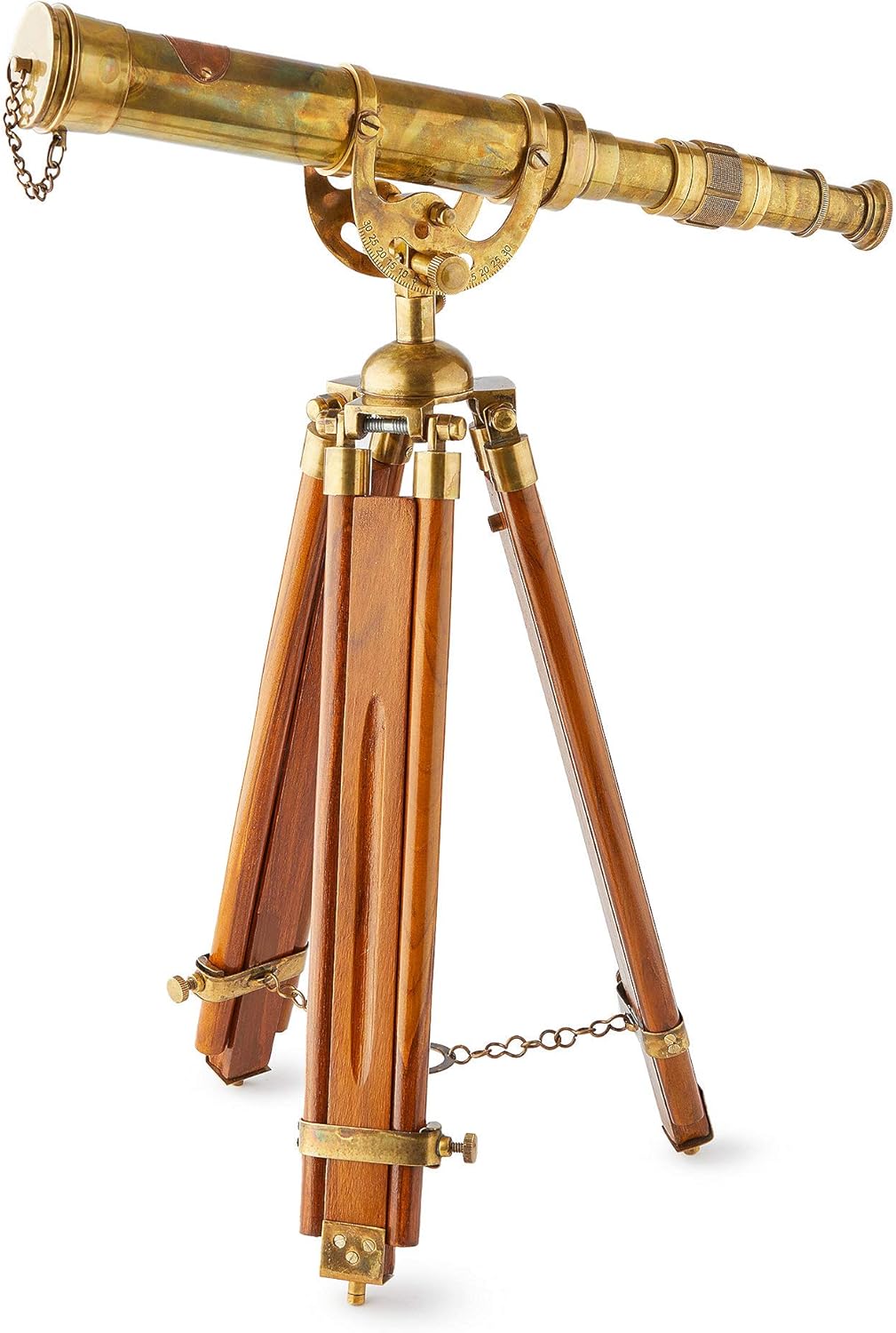 Handcrafted 15 Inch Brass Nautical Telescope with Leather Box