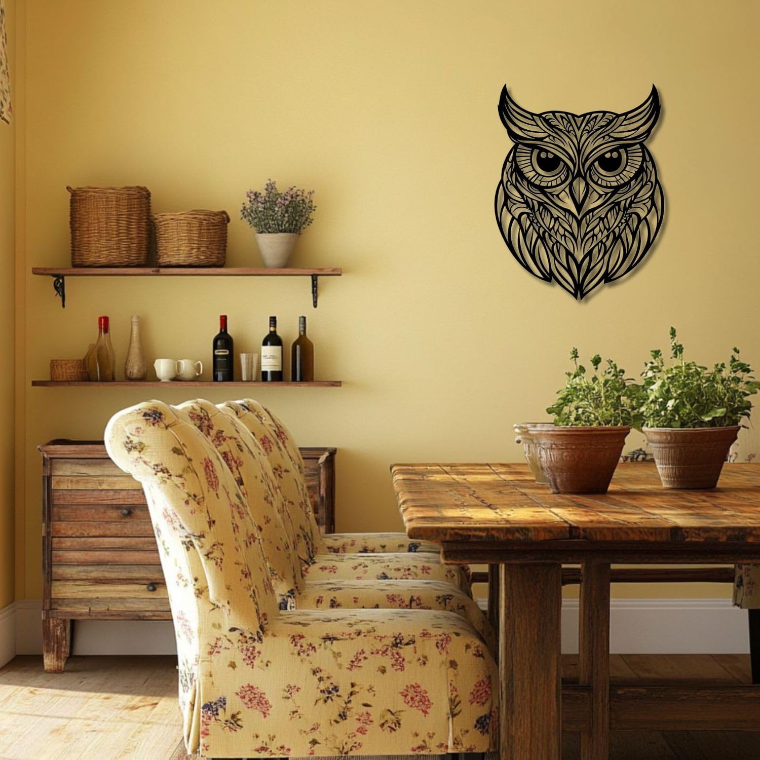 Flewfar Metal Wall Art Owl Sculpture