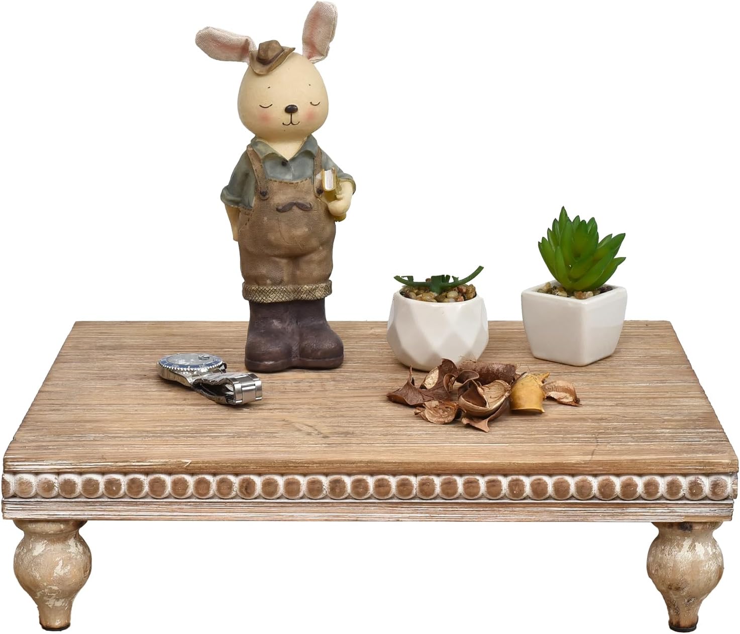 SwallowLiving Rustic Wood Tray Riser for Decor