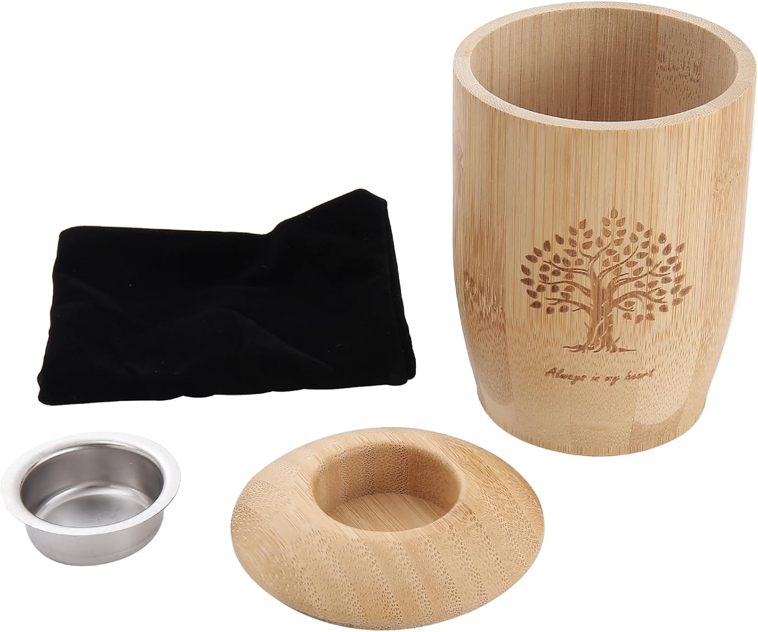 Bamboo Cremation Urn with Candle Holder