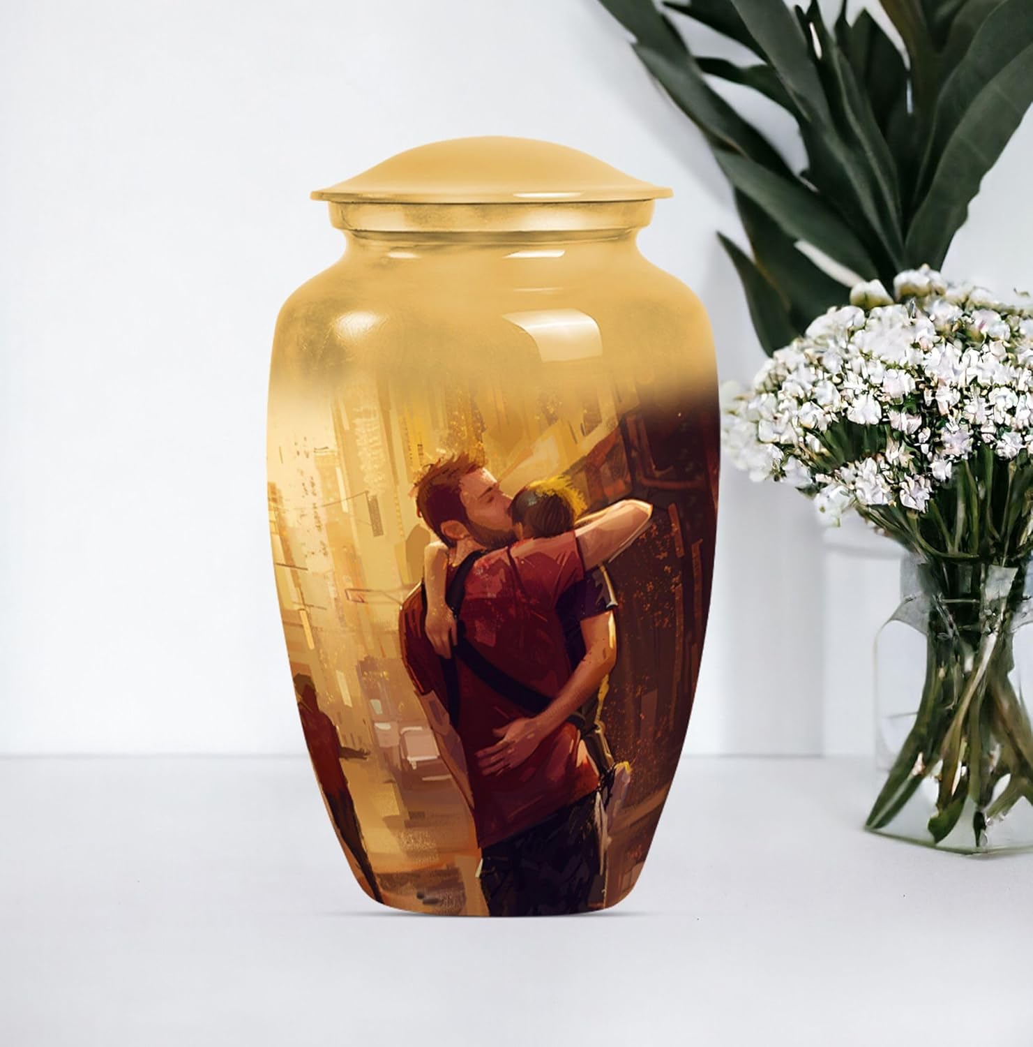 YATHABHISA Dad Urn - Large Velvet Bag Cremation Urn for Human Ashes