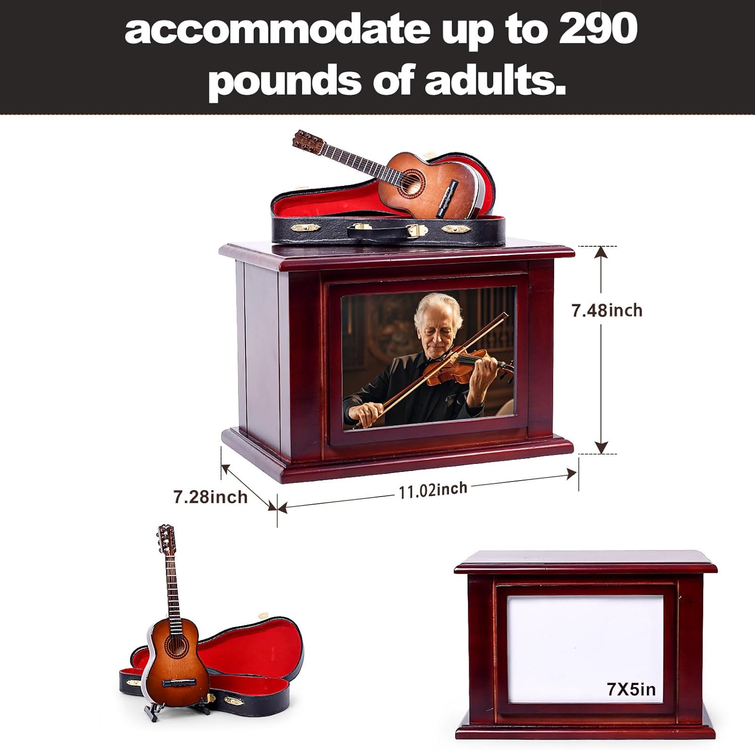 ZGYLIN Wooden Guitar Cremation Urn for Ashes