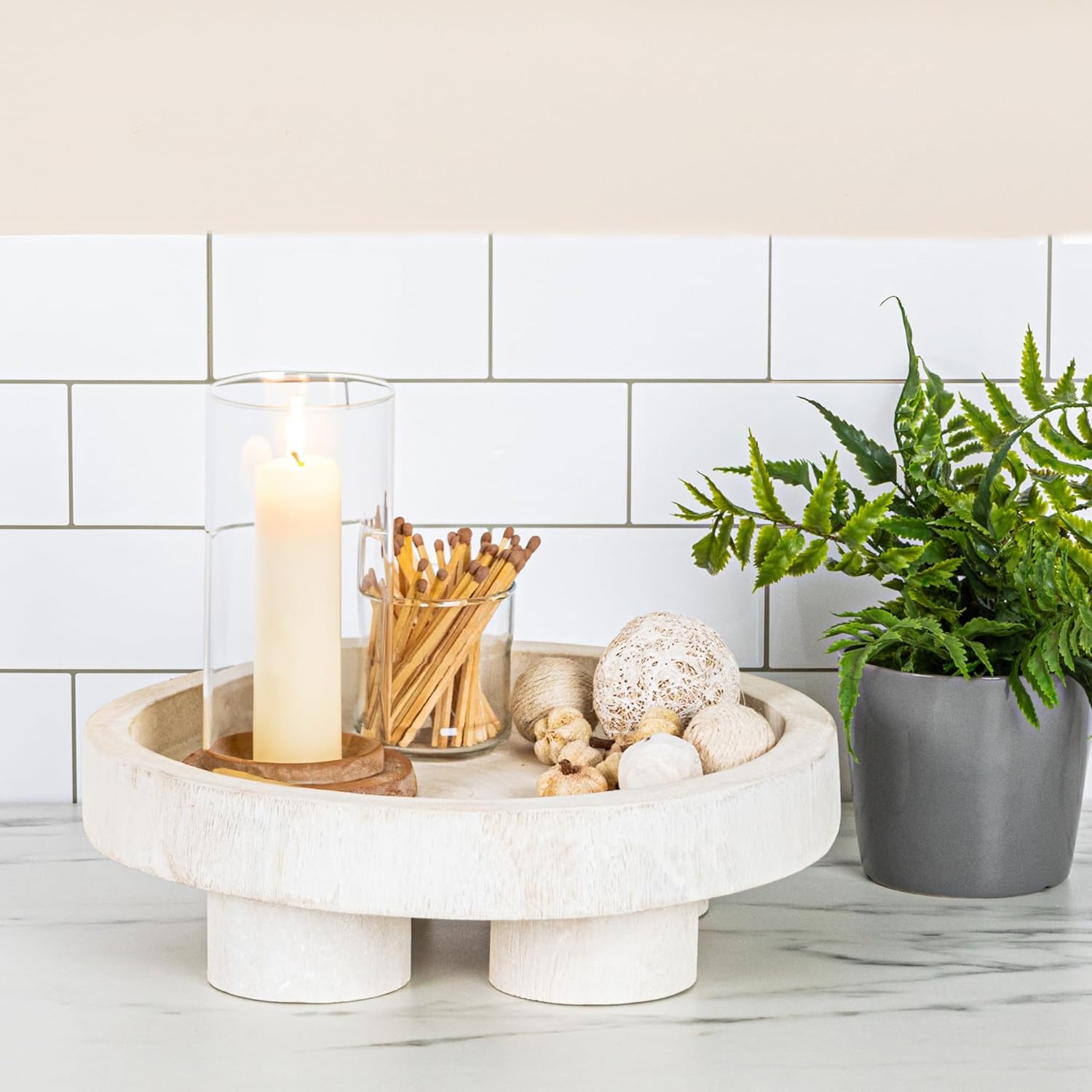Bloomingville Paulownia Wood Pedestal Tray 1