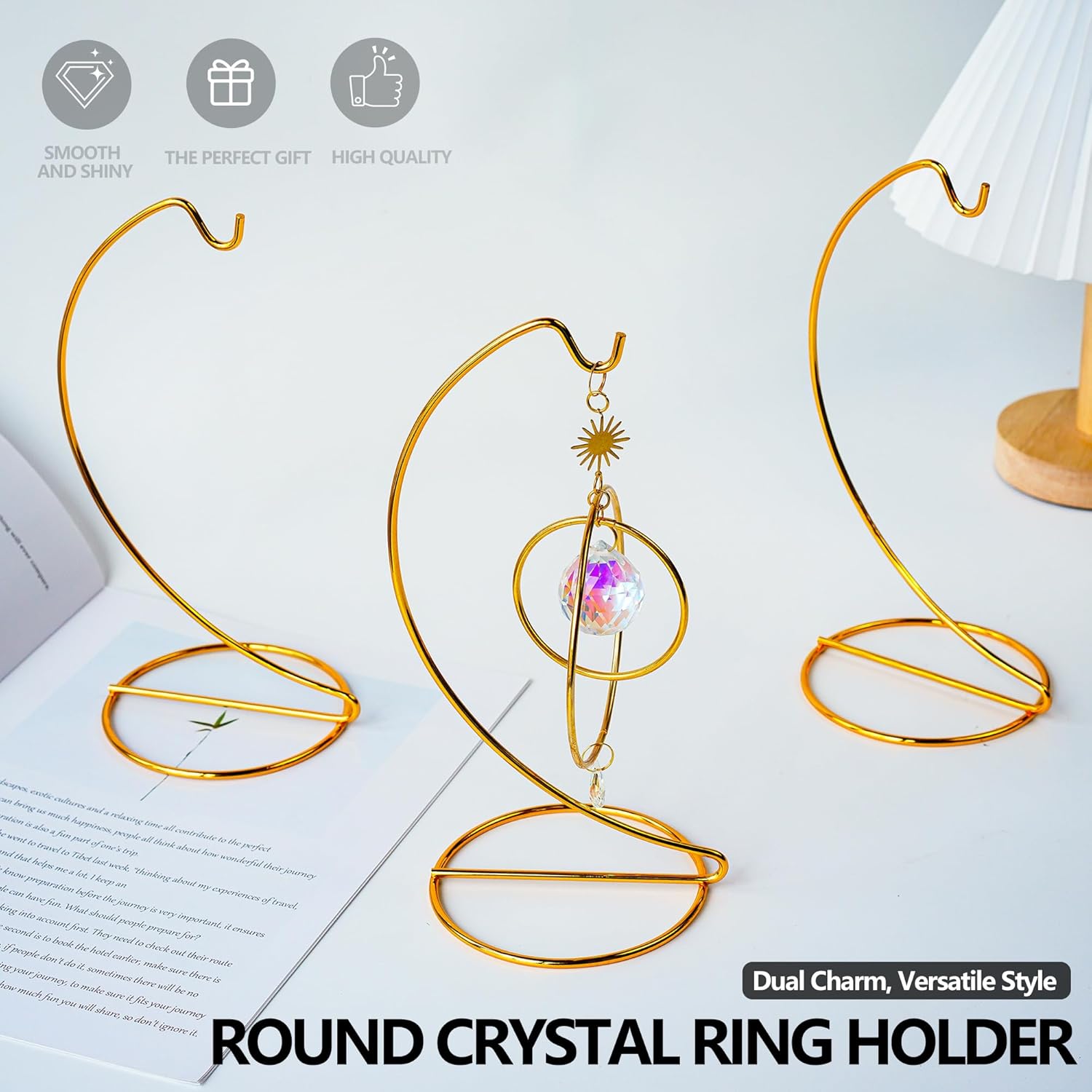 ZEERSHEE 3 Pcs Gold Hanging Display Stand for Decorations