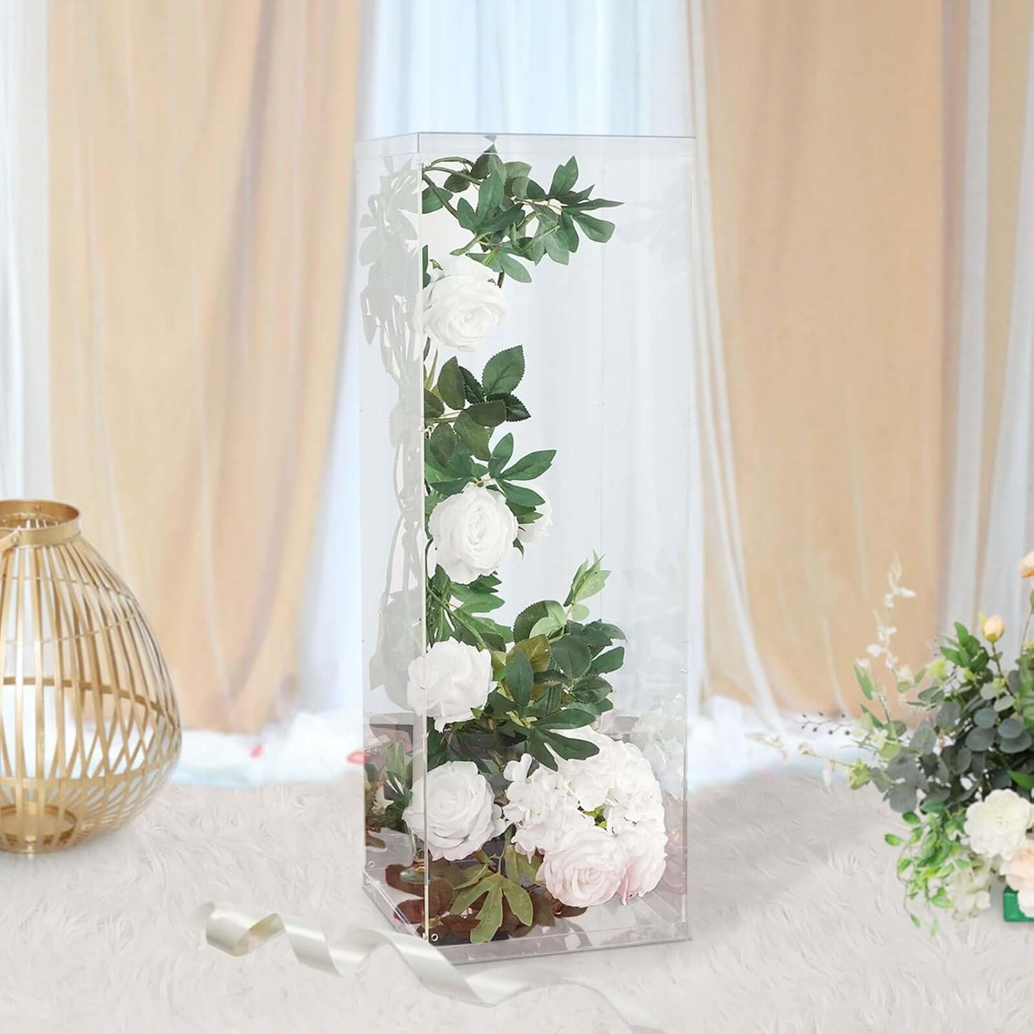 Efavormart 32 Inch Clear Acrylic Display Box with Interchangeable Lid and Base