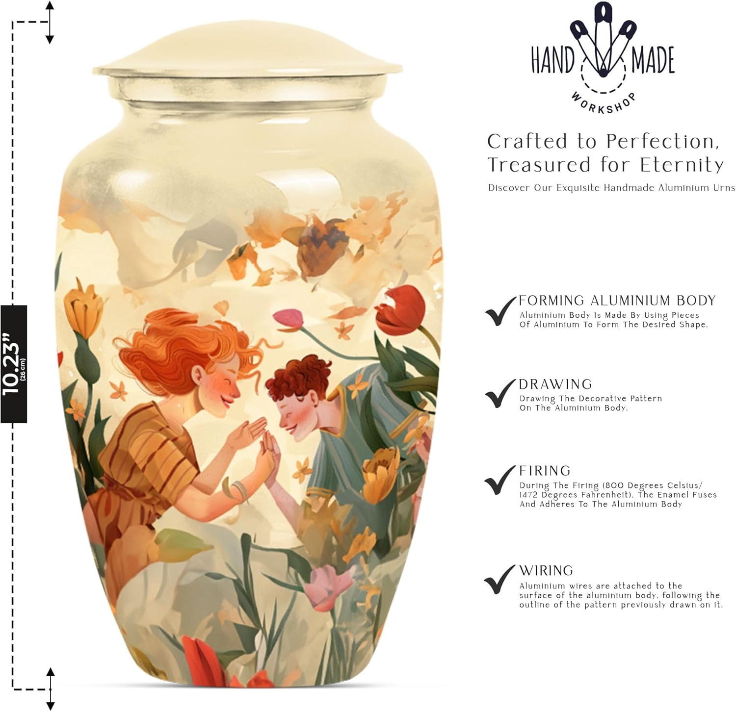 10 Inch Large Velvet Covered Decorative Urn for Ashes