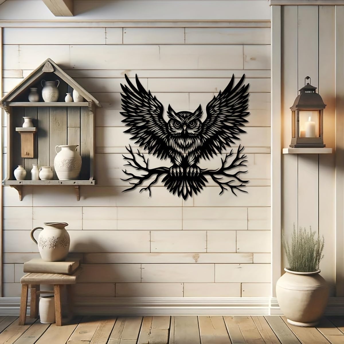 Black Metal Owl Wall Art Modern Wall Decor