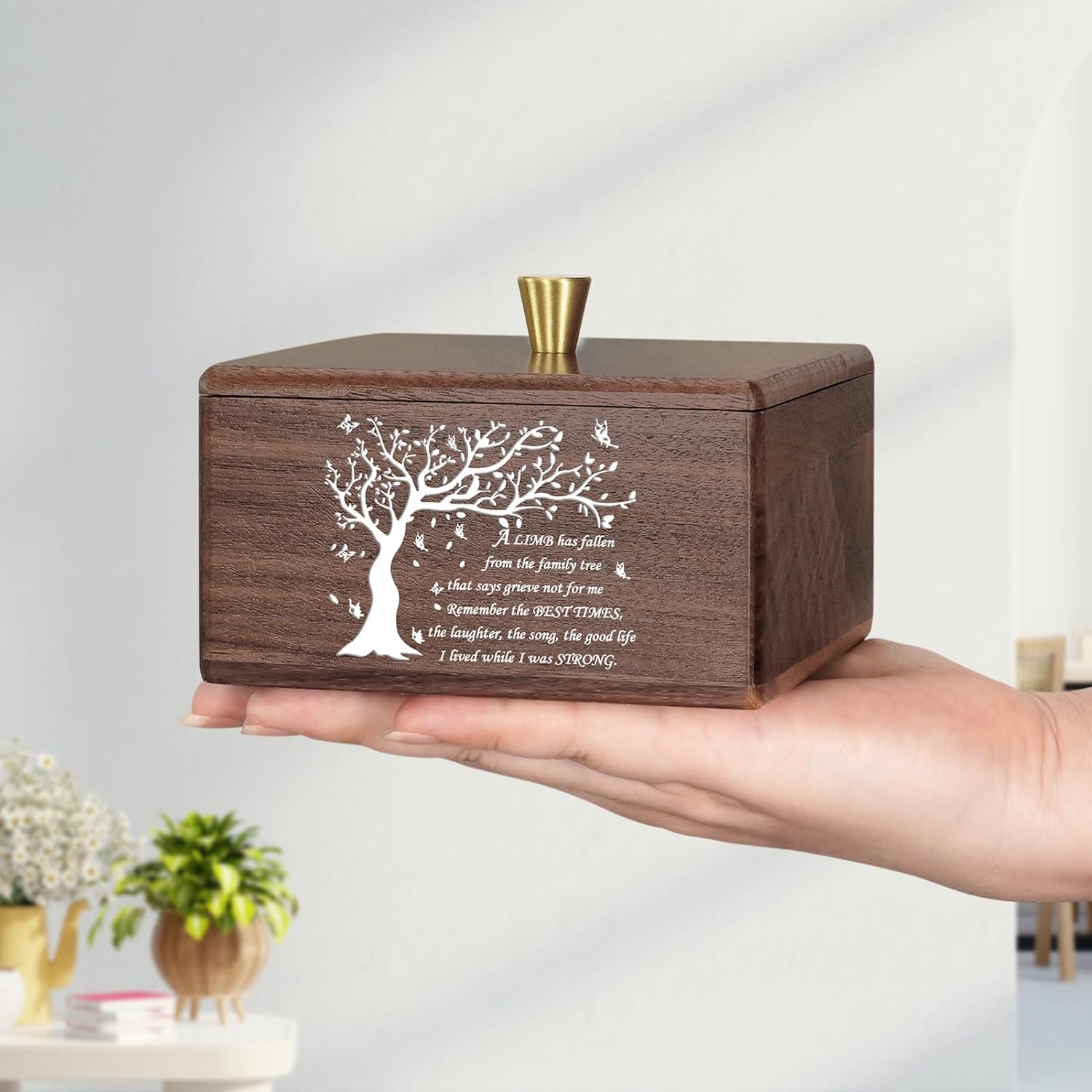 XIUDA Handmade Walnut Cremation Urns for Human Ashes Tree of Life