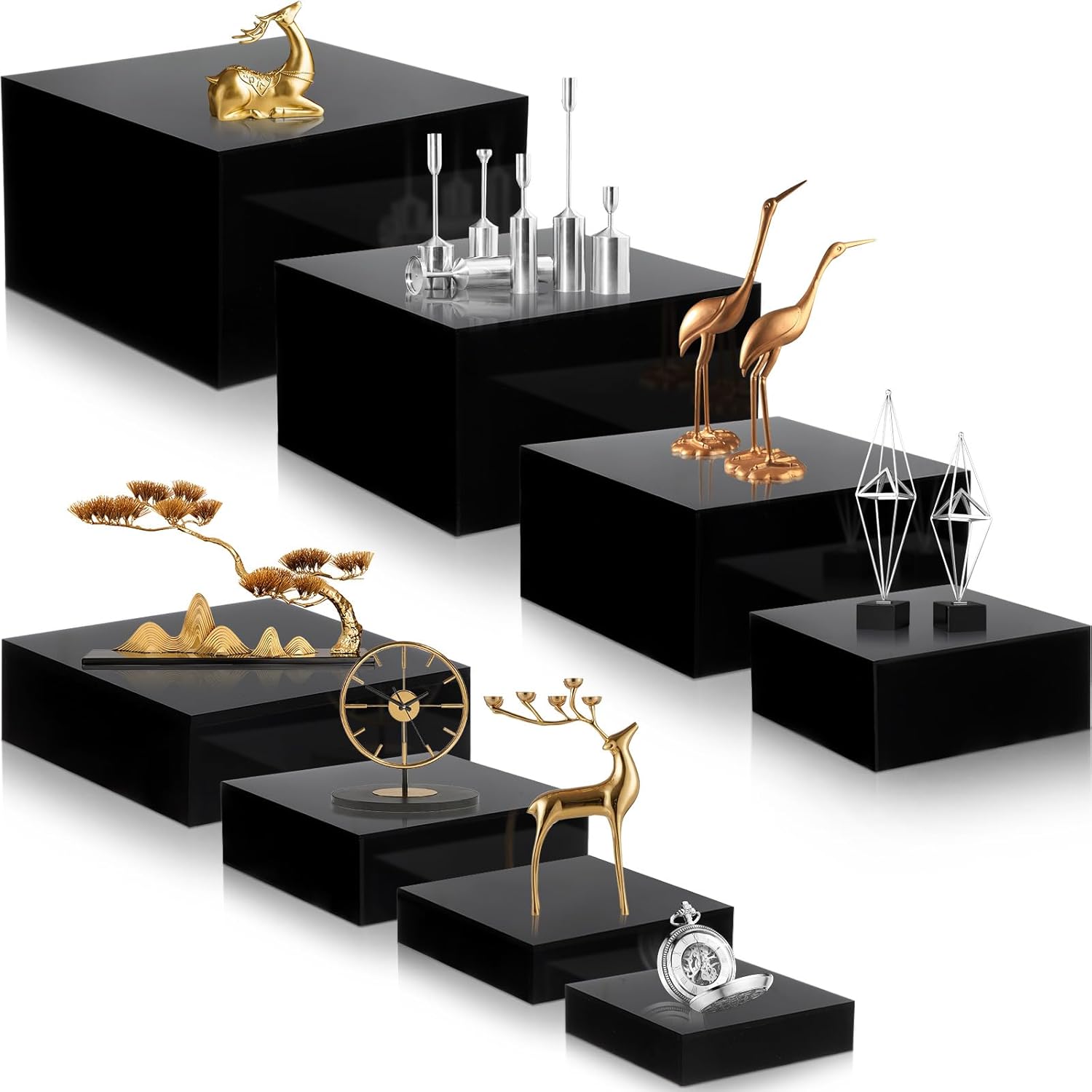 Geelin 8 Pack Acrylic Cube Risers with Hollow Bottoms