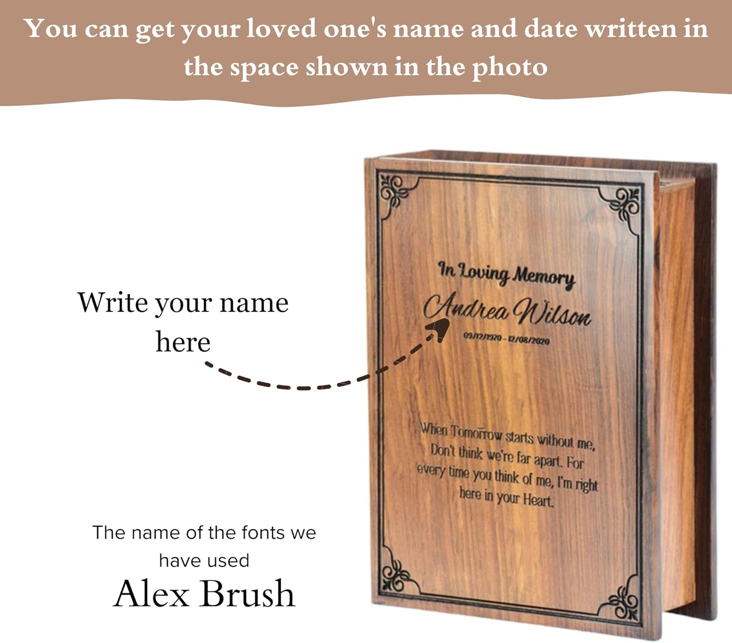 Personalization Wooden Cremation Urn - Book Shaped Memorial Urn for Human Ashes