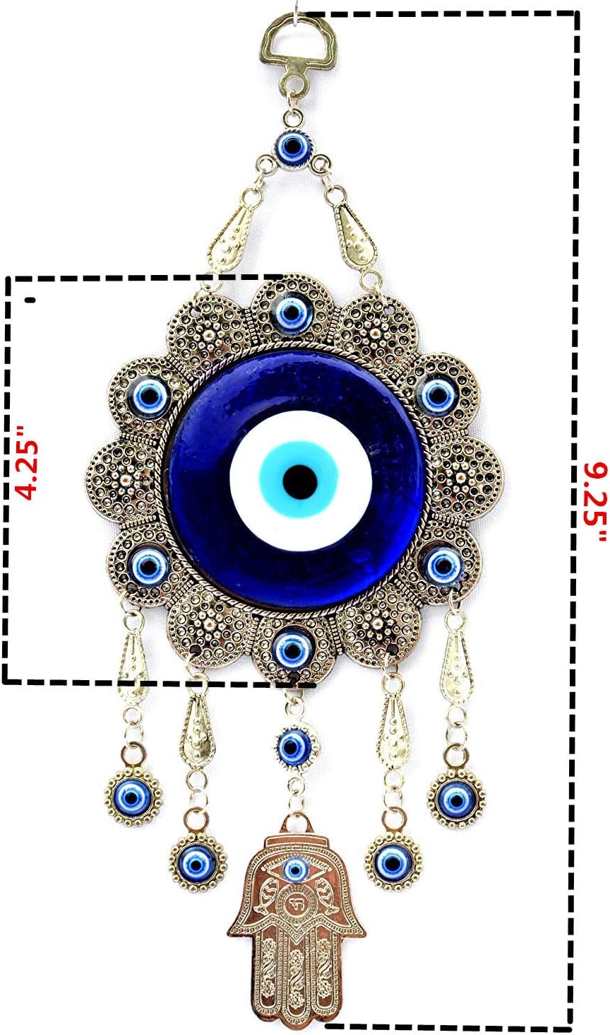 Blue Evil Eye with Hamsa Hand Wall Hanging Decor