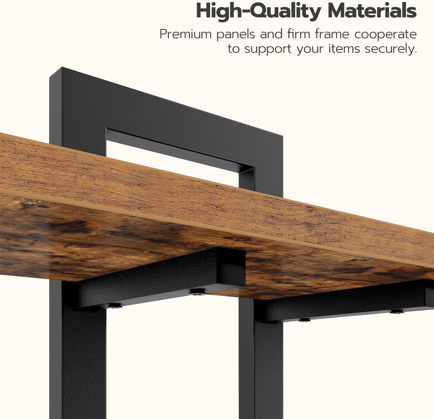 HOOBRO Floating Shelves 2-Tier Set of 2 Rustic Brown and Black