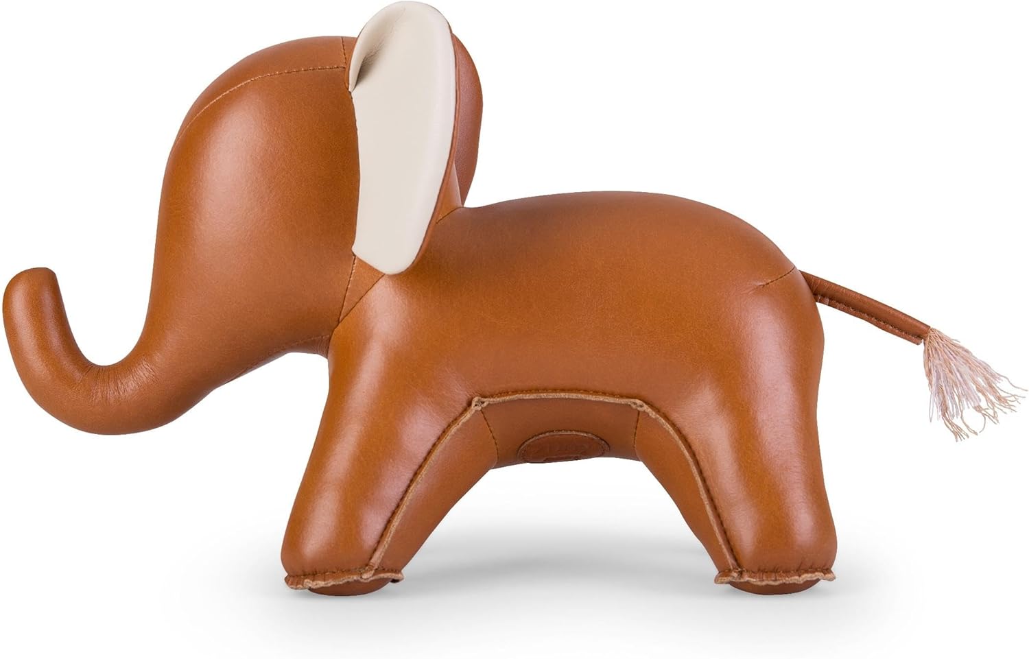 Leather Bookend Elephant Abby Zuny Series Tan Wheat