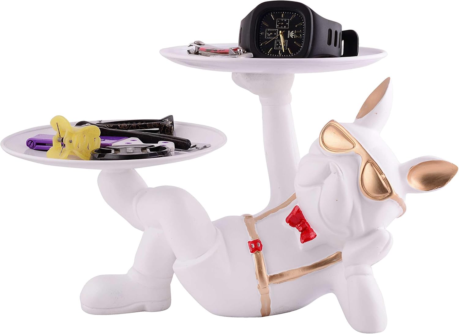 Cool Dog Statue with Plate for Home Decor