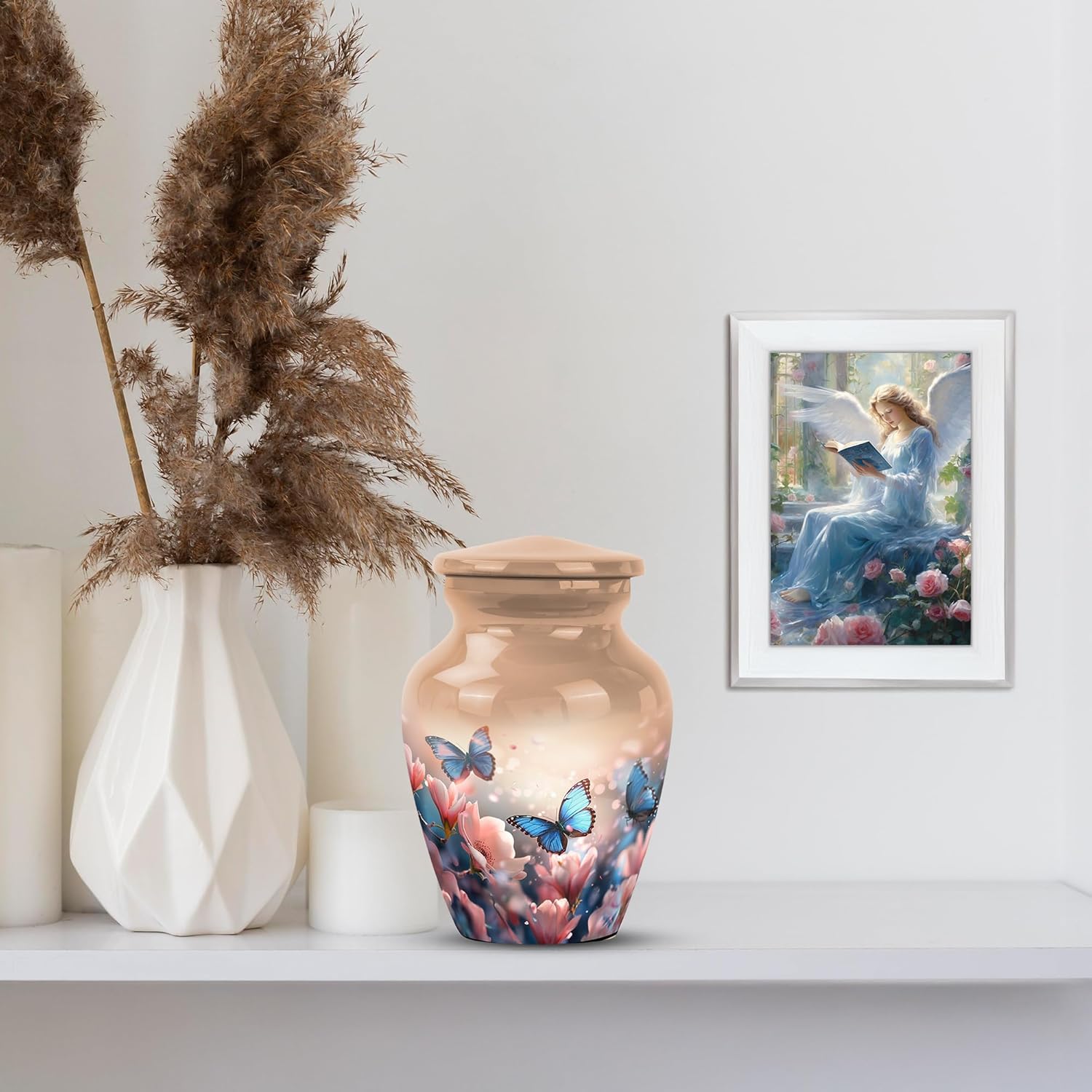 Butterflies in Blossoms 3 Inch Urn Set of 2