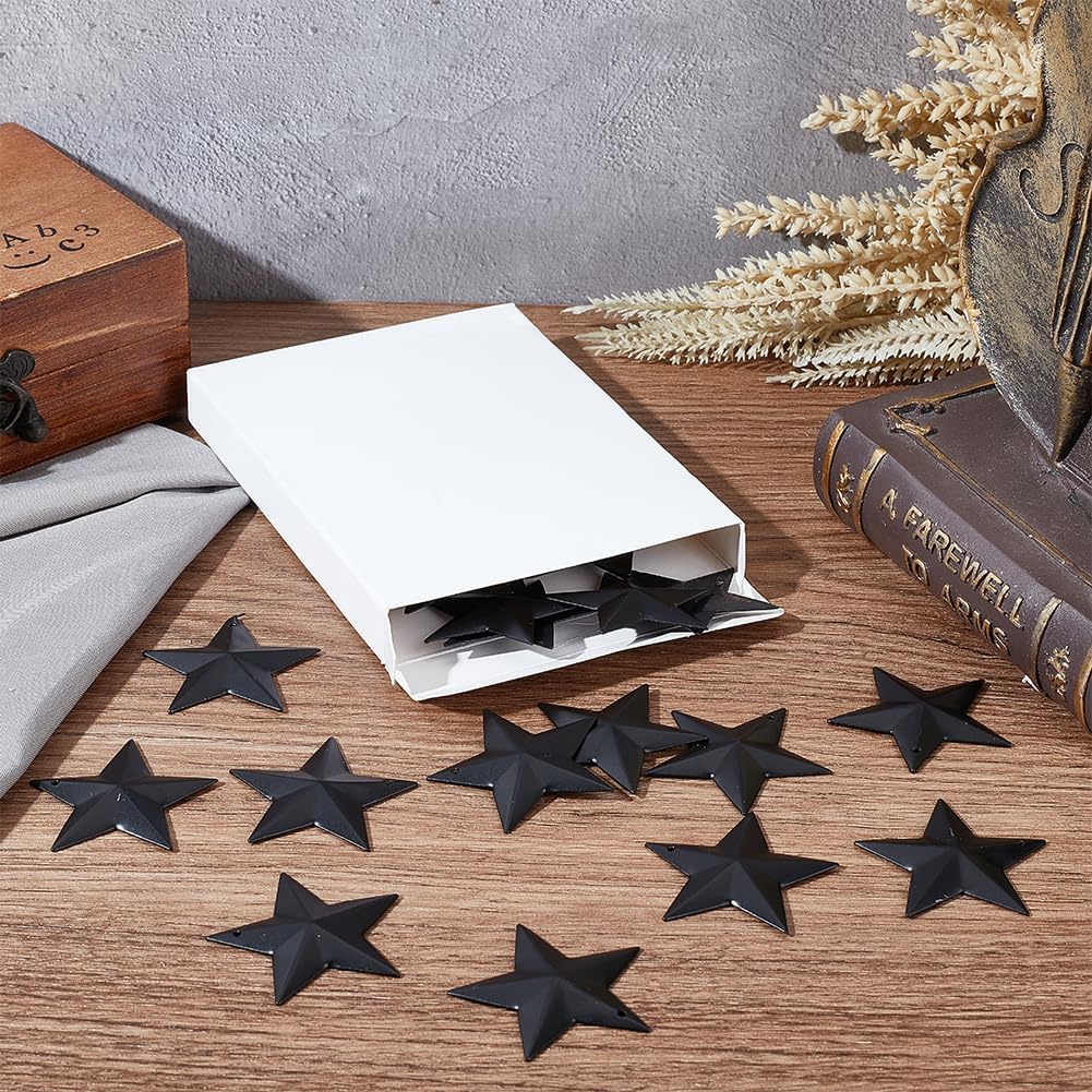 GORGECRAFT 30PCS Black Metal Star Decor Wall Hanging