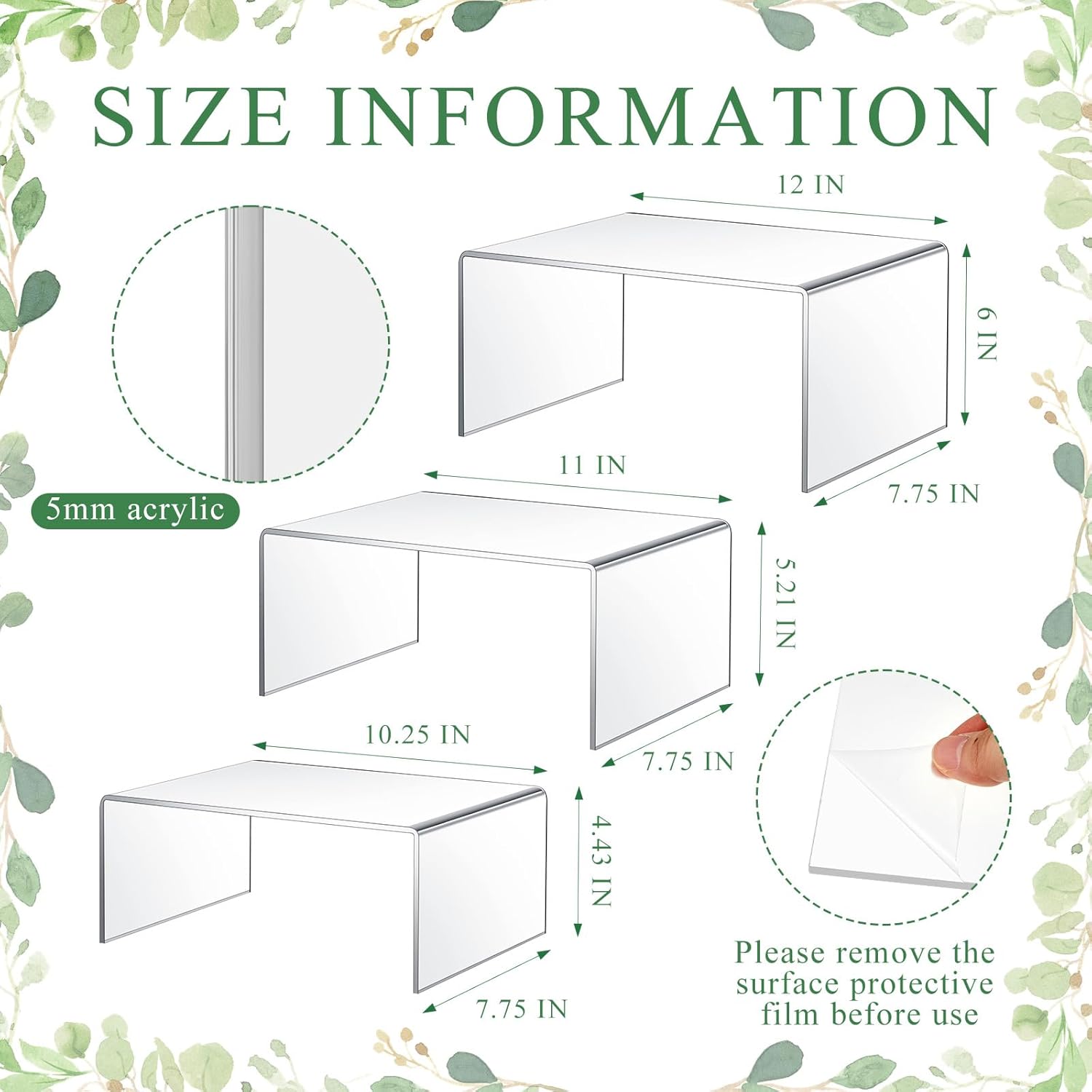 3 Pcs Extra Large Acrylic Display Risers for Collectibles