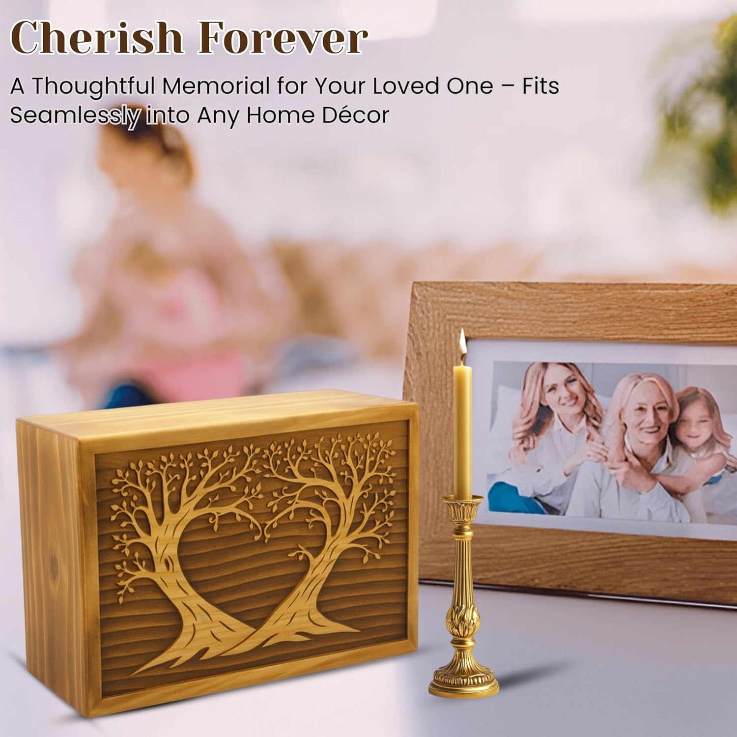Handmade Wooden Cremation Urn with Screw Secured Base