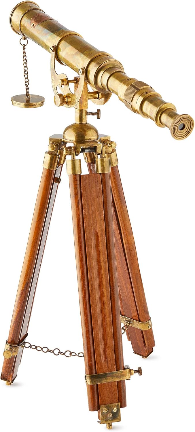 Handcrafted 15 Inch Brass Nautical Telescope with Leather Box