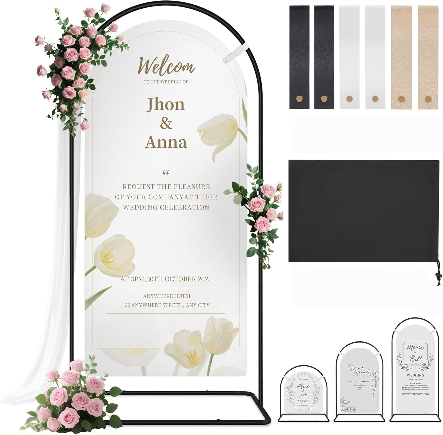 Wedding Welcome Sign Stand Holder - Adjustable Metal Easel
