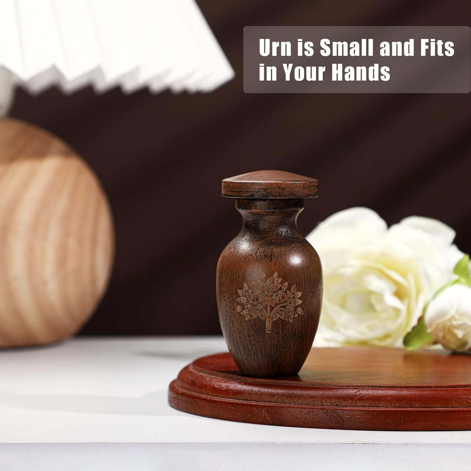Chunful Mini Wooden Cremation Urn 315 Inch Keepsake Urn for Human Ashes