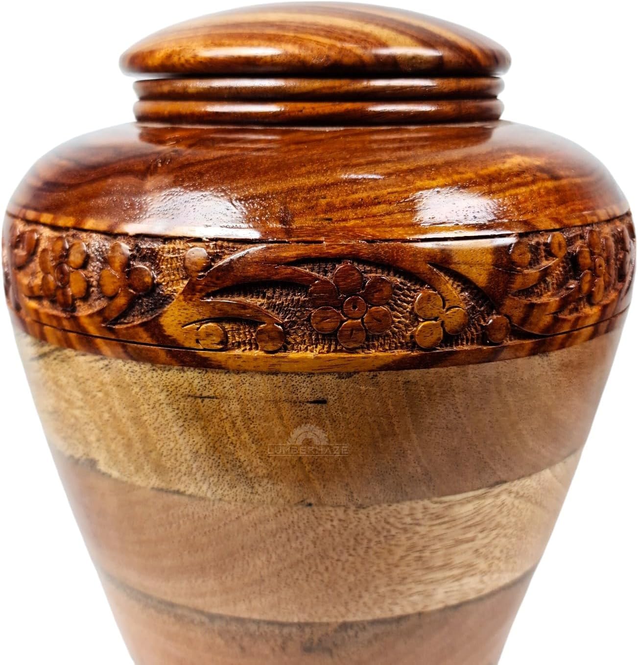 Handmade Premium Wood Fractal Burn Keepsake Urn Large 200Cu