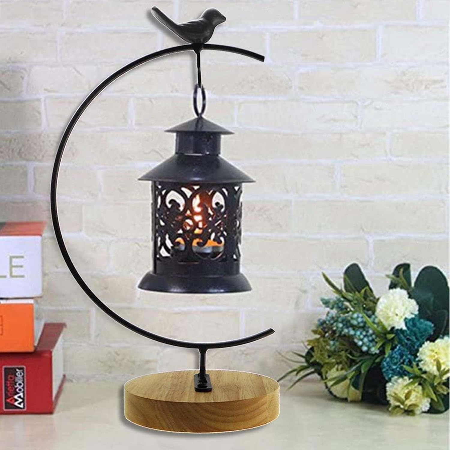 MADOCEGO Ornament Display Stand Air Plants Holder Black Bird Hook