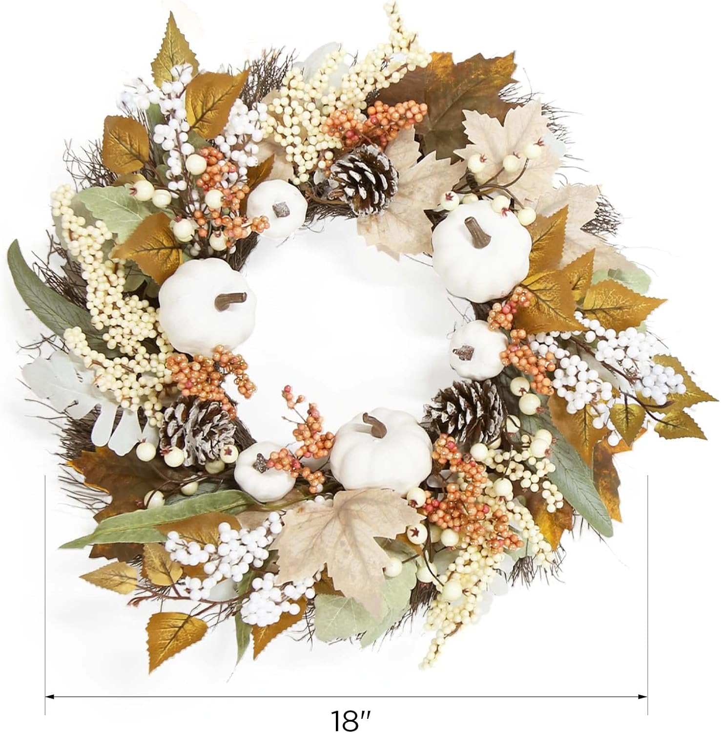 Fall Decor Wreath 18 Inch Handcrafted Autumn Decor