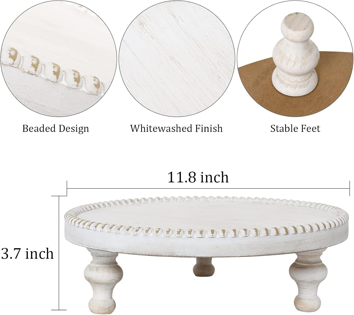 SwallowLiving Rustic White Wood Tray Riser Display Stand