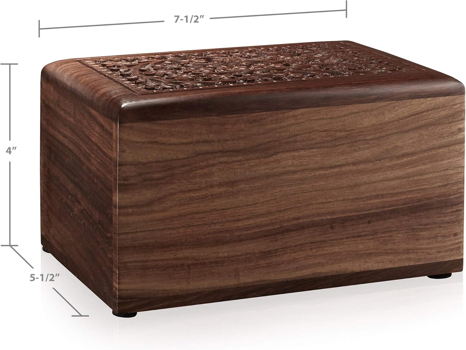 Reminded Rosewood Hand-Carved Floral Urn Box - Medium