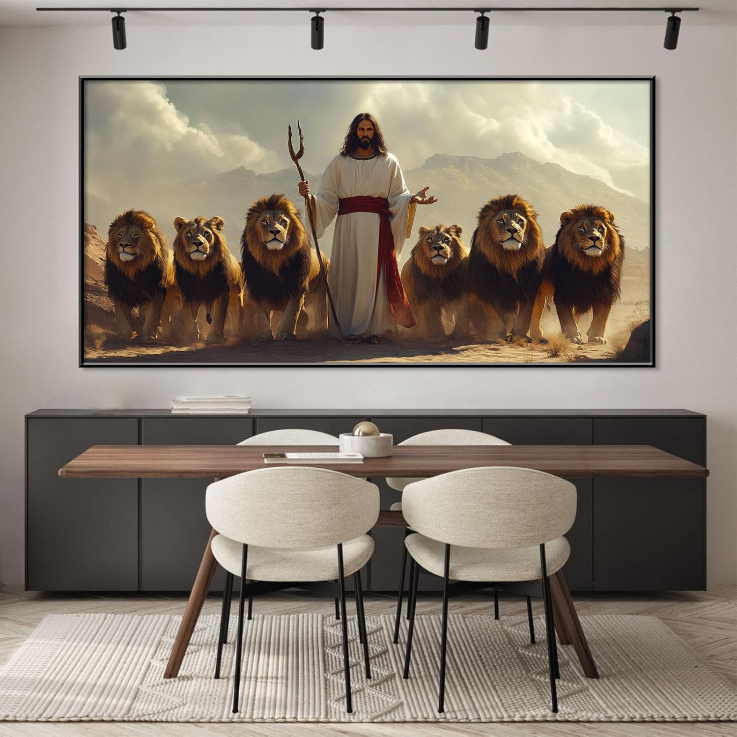 Jesus The Lion of Judah Canvas Wall Art with Gold Frame