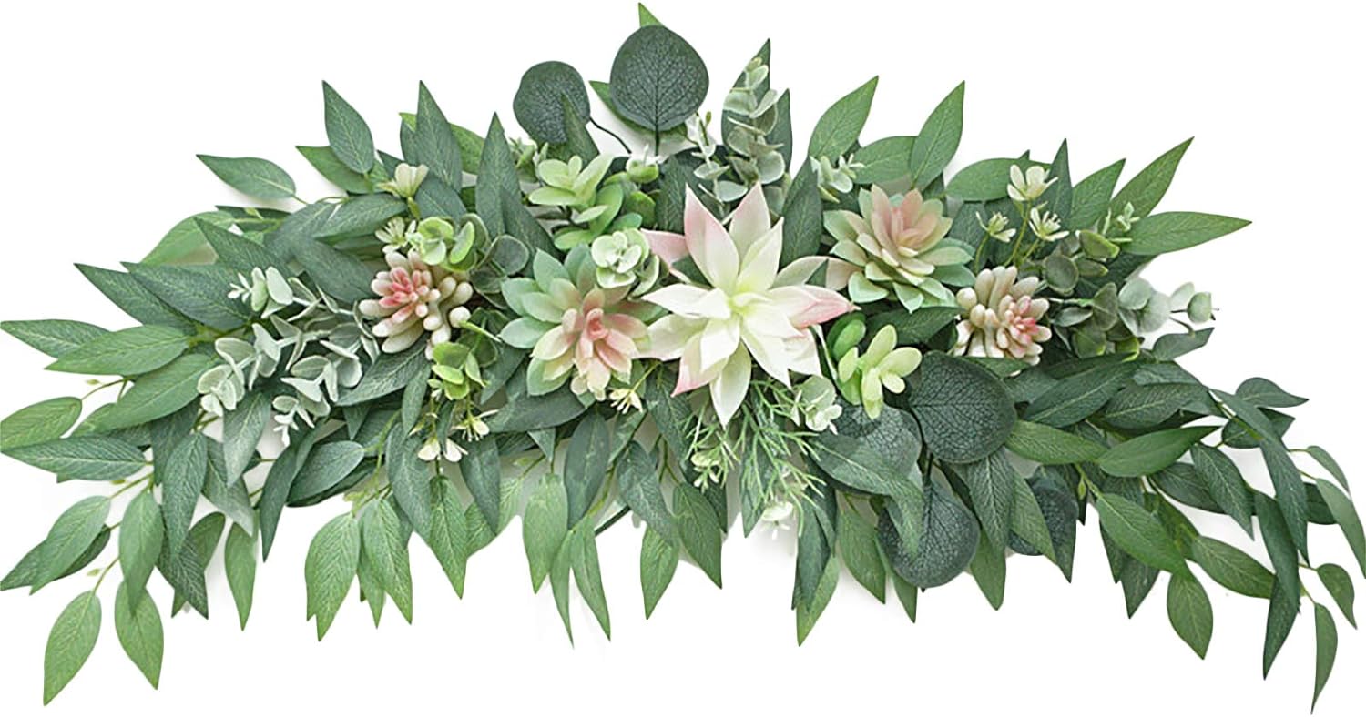 28inch Artificial Succulent Swag Decor with Eucalyptus and Greenery
