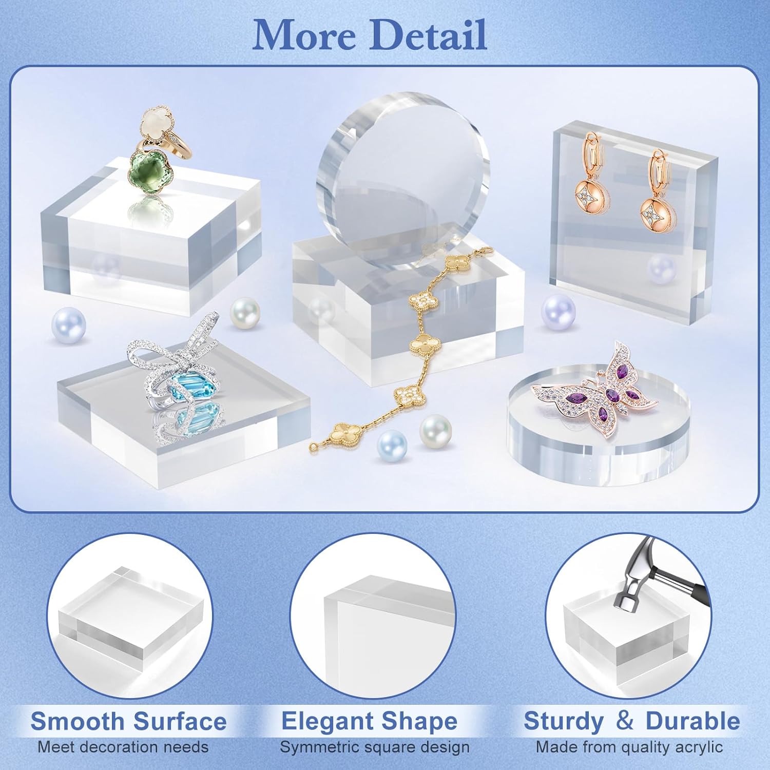 SAMYUCHO Acrylic Display Blocks 4 Pcs Clear Cube Riser Stand