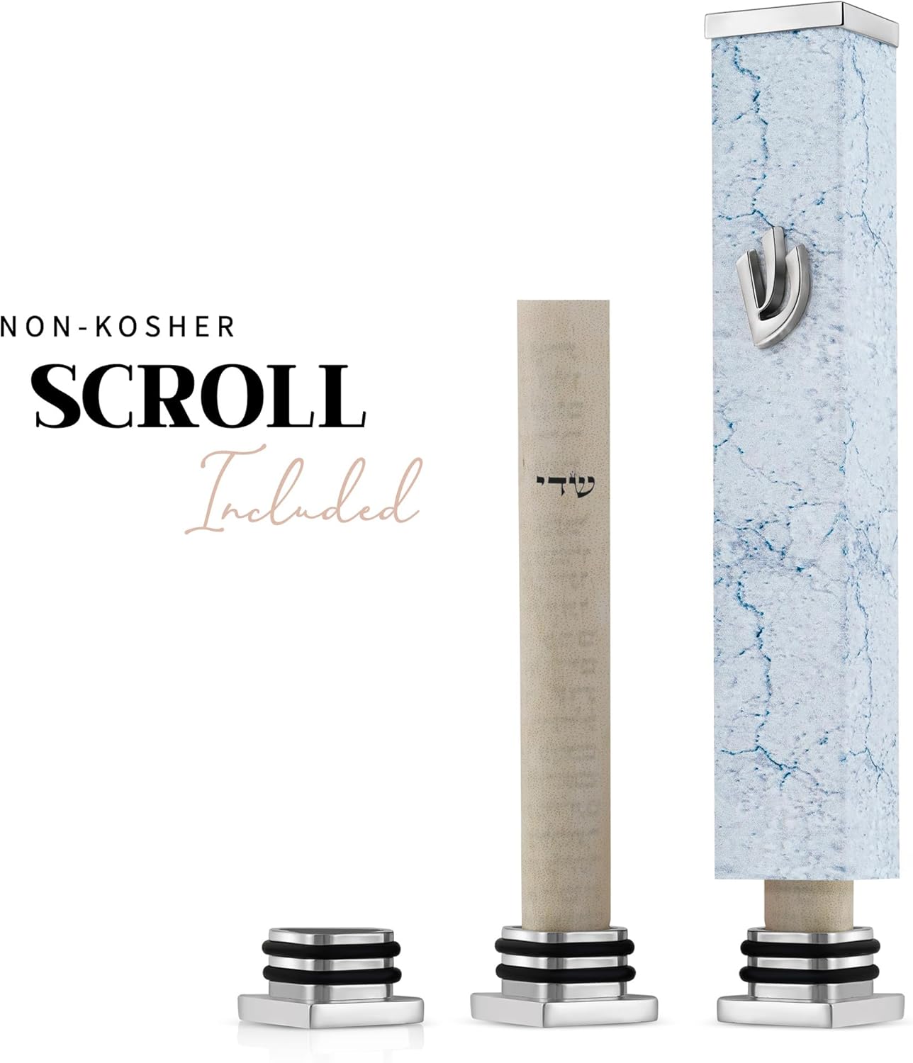 Suri Modern Mezuzah with Non Kosher Scroll and Adhesive Case