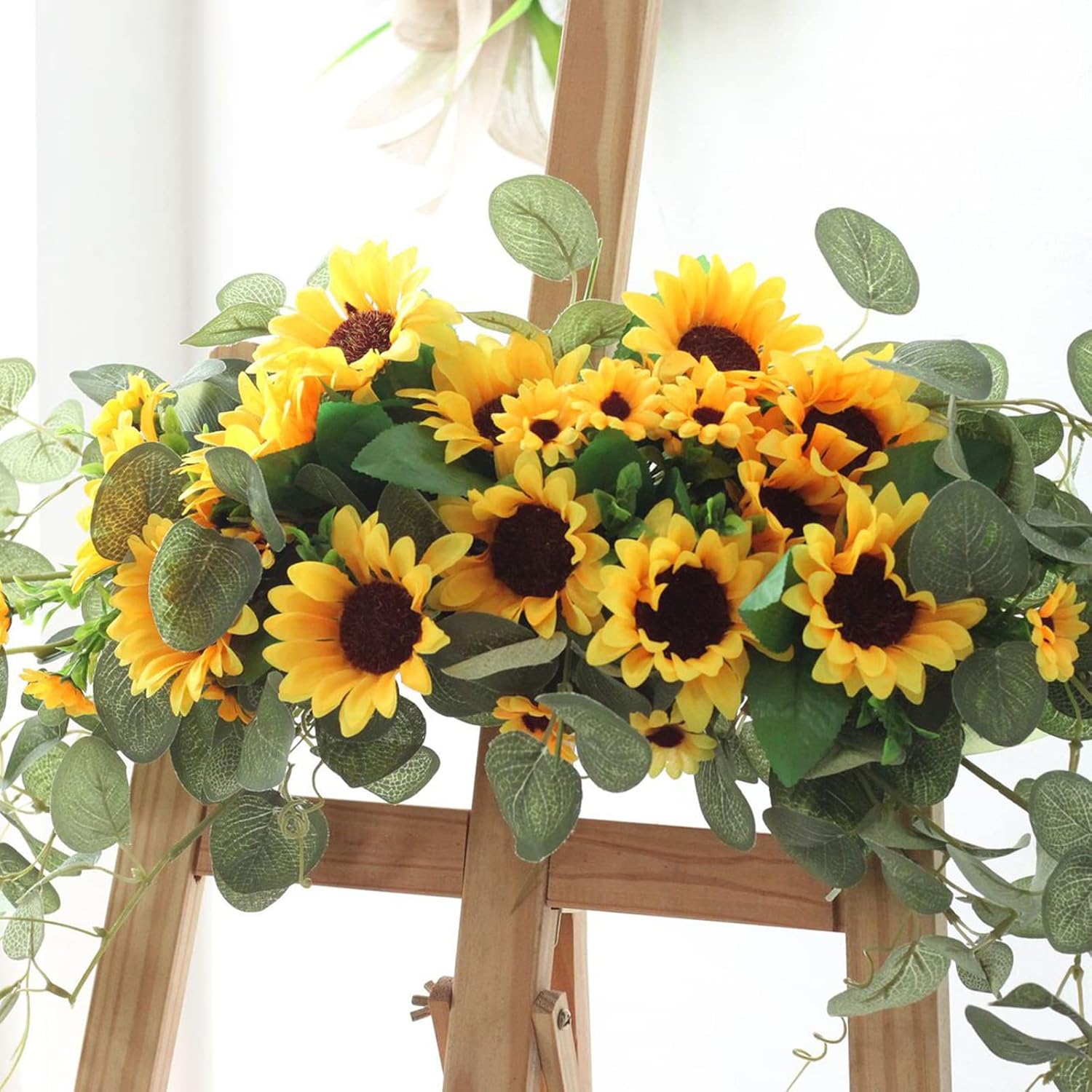 DCQRY Artificial Sunflower Swag with Eucalyptus