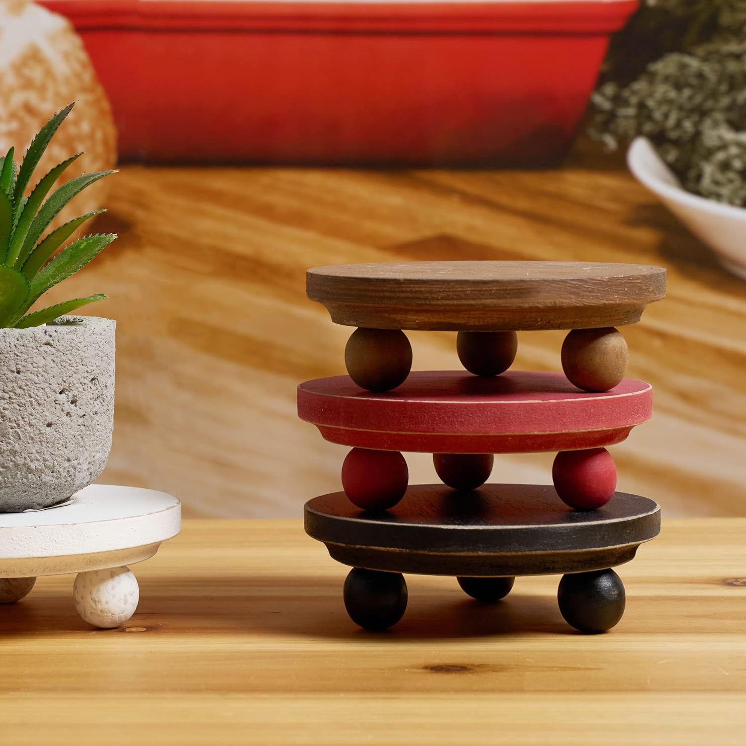 Defined Deco Mini Wood Risers 2 Pack 4 Inch Round