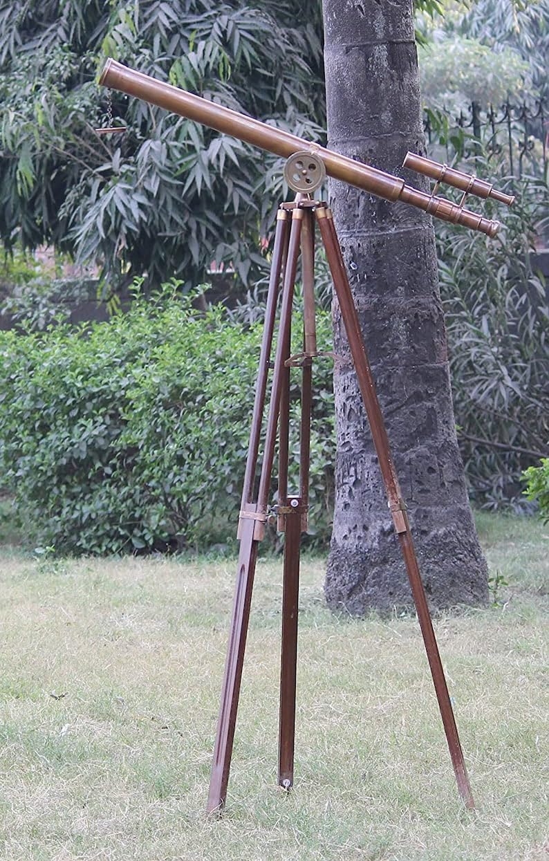 Nautical Brass Double Barrel Telescope with Tripod