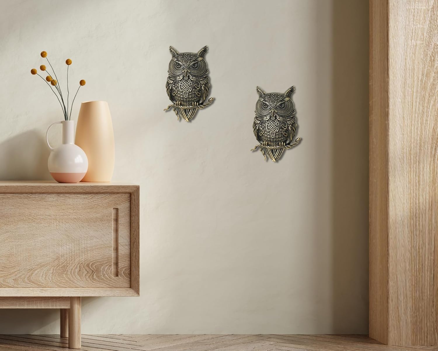 AMOIENSIS Owl Wall Art Sculpture Pack of 2
